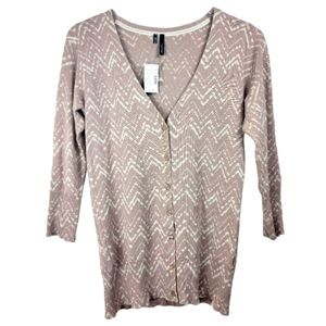 Maurices V Neck 3/4 Sleeve Button Down Waist Length Sweater Cardigan